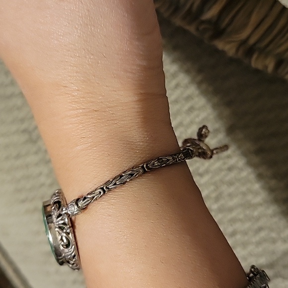 Vintage Jade bracelet 925 - Picture 2 of 10